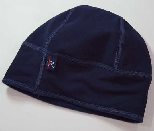 Double sided microfleece beanie offers warmth while moving moisture to keep you from getting cold.  Perfect for running or under a cycling helmet.